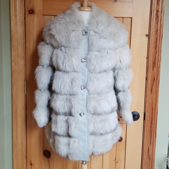 Vintage Jackets & Blazers - Oleg Cassini Vintage Glam Grey  Fur & Leather Coat